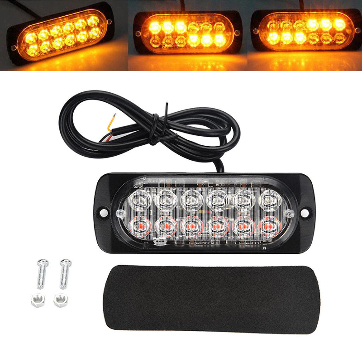 1PC 12 Strobe Amber Emergency Signal Truck Flash 36W