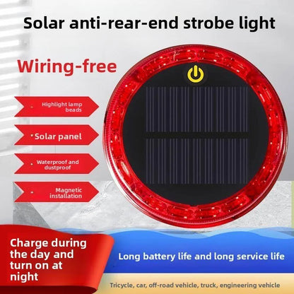 Solar Power Red Warning Flash Strong Magnet Truck Night