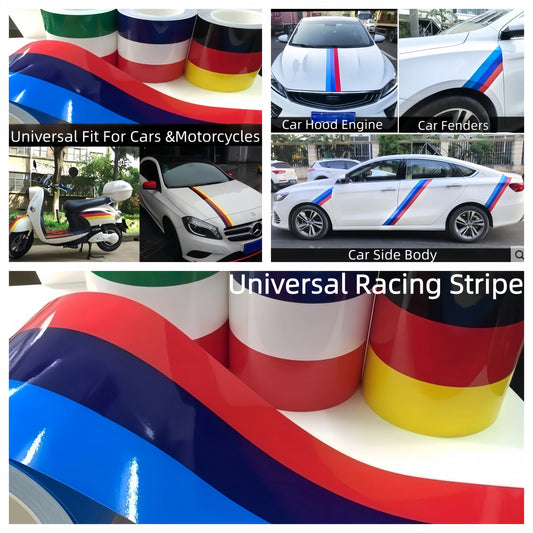 For Hood Roof Boby Exterior Styling Tricolor Racing Stripe Hood