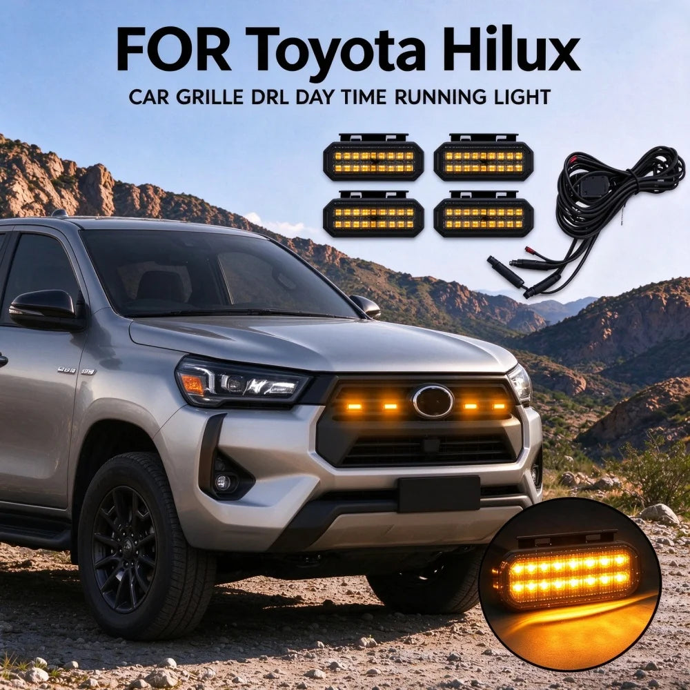 For Toyota Hilux Revo Truck Amber Front Grille Marker Waterproof