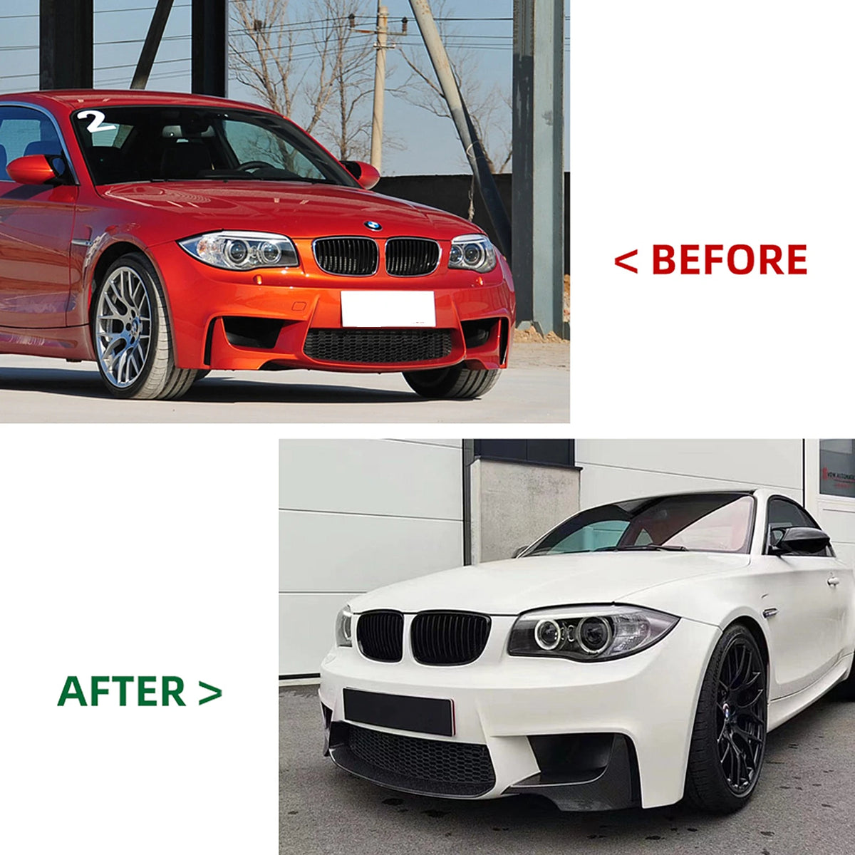 For BMW 1 Series E82 1M Front Bumper Side Splitter Cover Lip