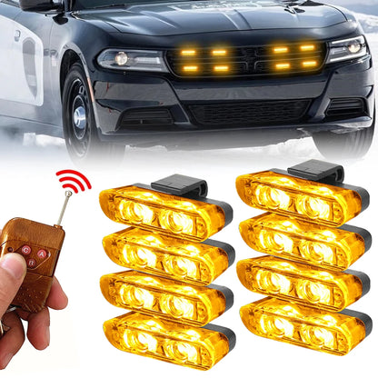 Emergency Strobe 12V Wireless Remote Control Yellow Flash Grille