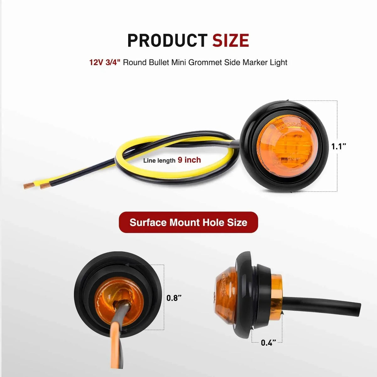 10PCS Side Marker Indicators Truck Warning Tail Trailer Lorry