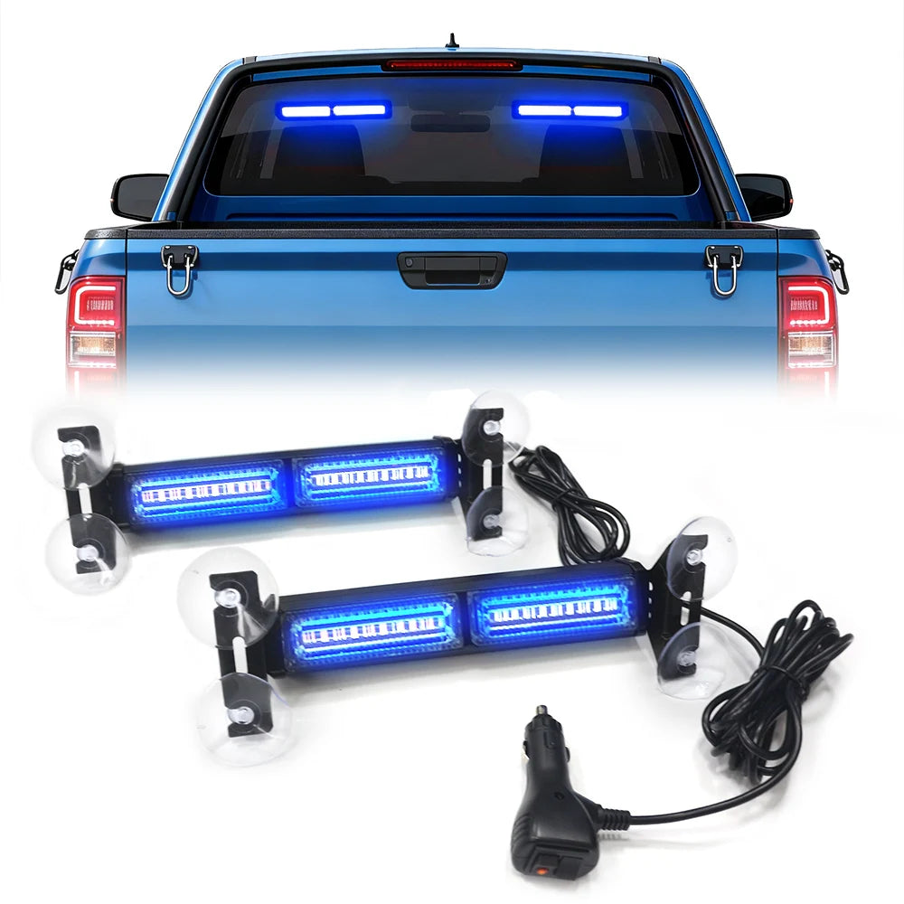 2-in-1 Suction Cup Flashing Front Rear Glass Warning Strip