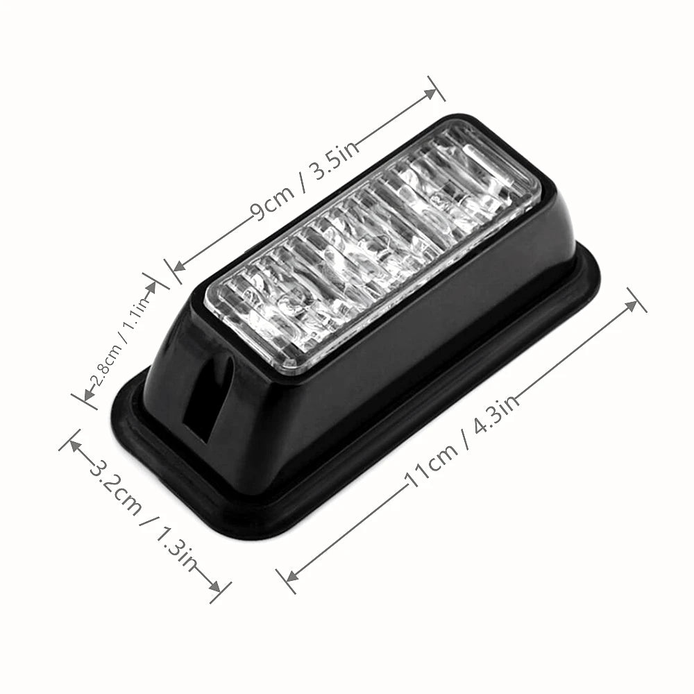 2PCS Set Waterproof Surface Mount Grille Deck Emergency Strobe