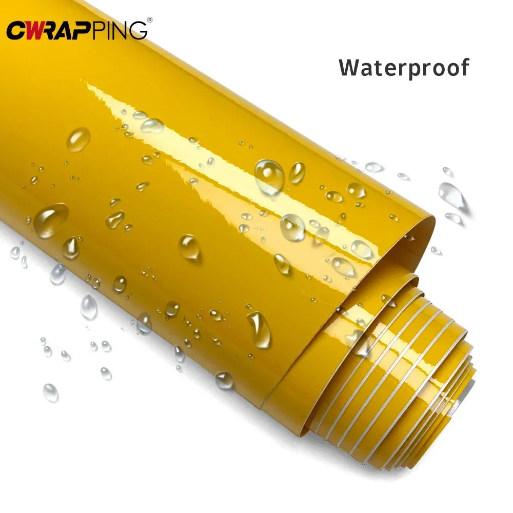 Sticker Vinyl Wraping Glossy Wrap Waterproof Adhesive Yellow