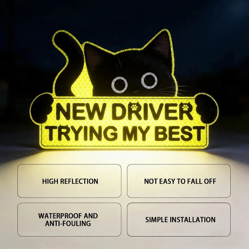 3PCS Driver Reflective Sticker self-adhesive Black Cat Decal Body