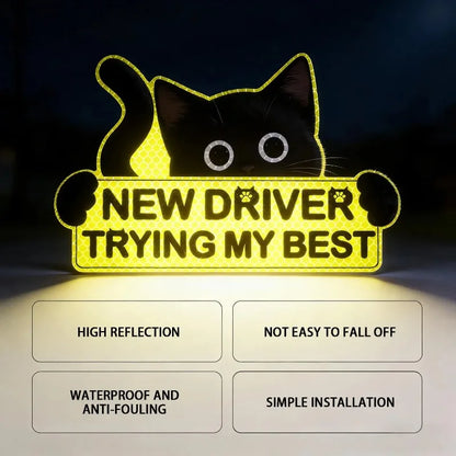3PCS Driver Reflective Sticker self-adhesive Black Cat Decal Body