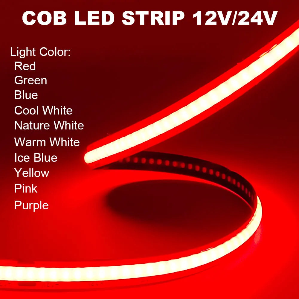 Cob Strip 12V 24V 320leds Chips M Density Linear