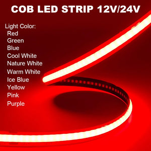Cob Strip 12V 24V 320leds Chips M Density Linear