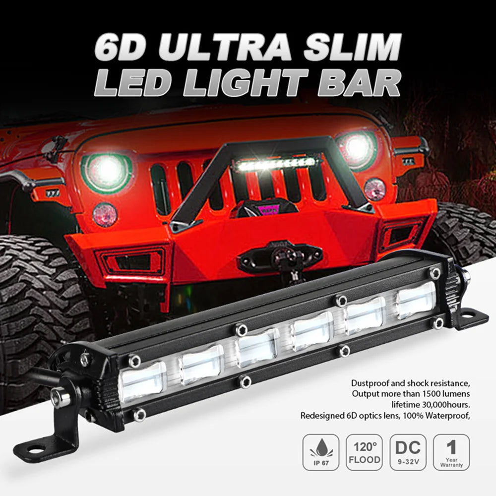 For Tractor 12V 24V 6D Lens Bar Flood Truck Off Road