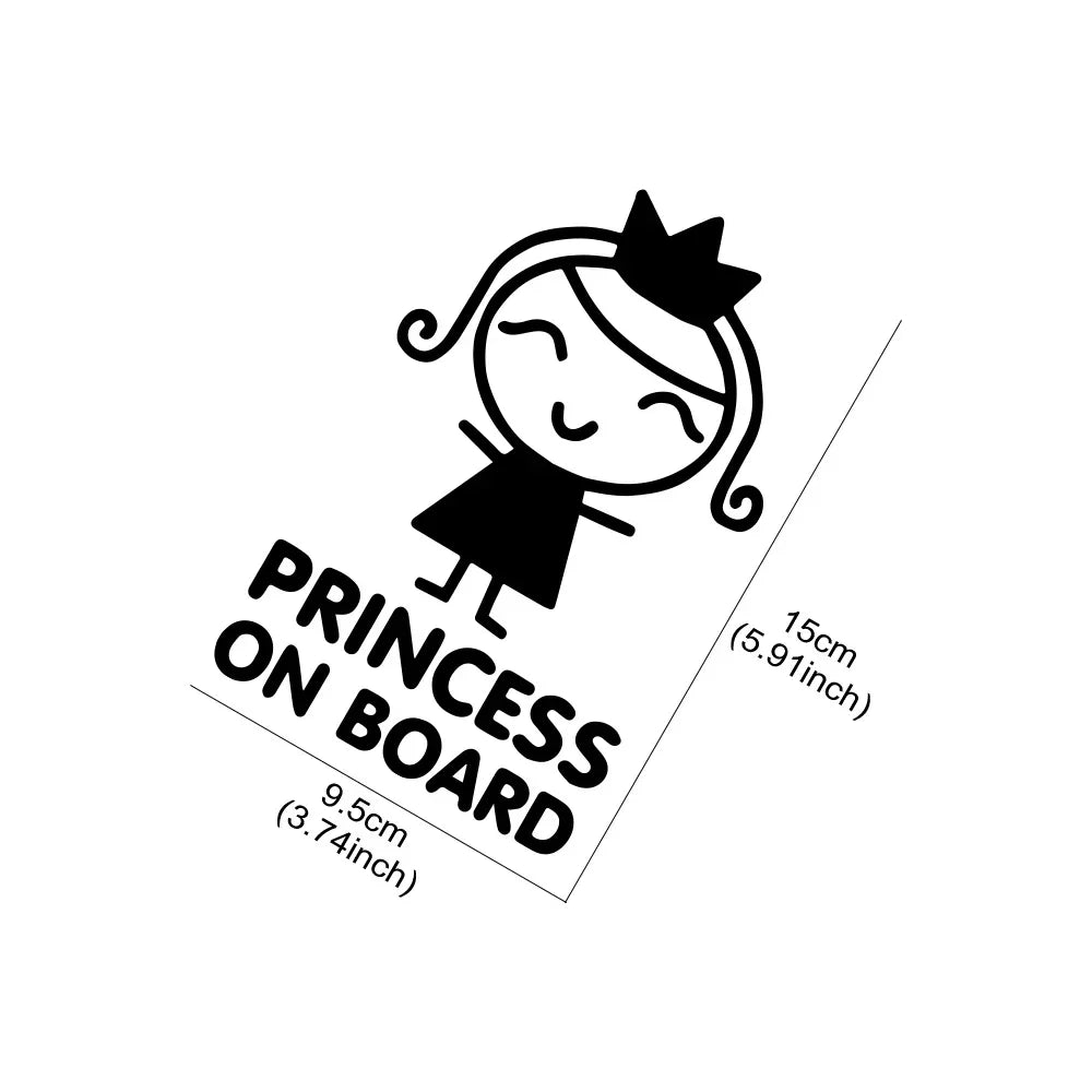 Sticker Smiling Girl Pattern Princess On Board Decal Driving