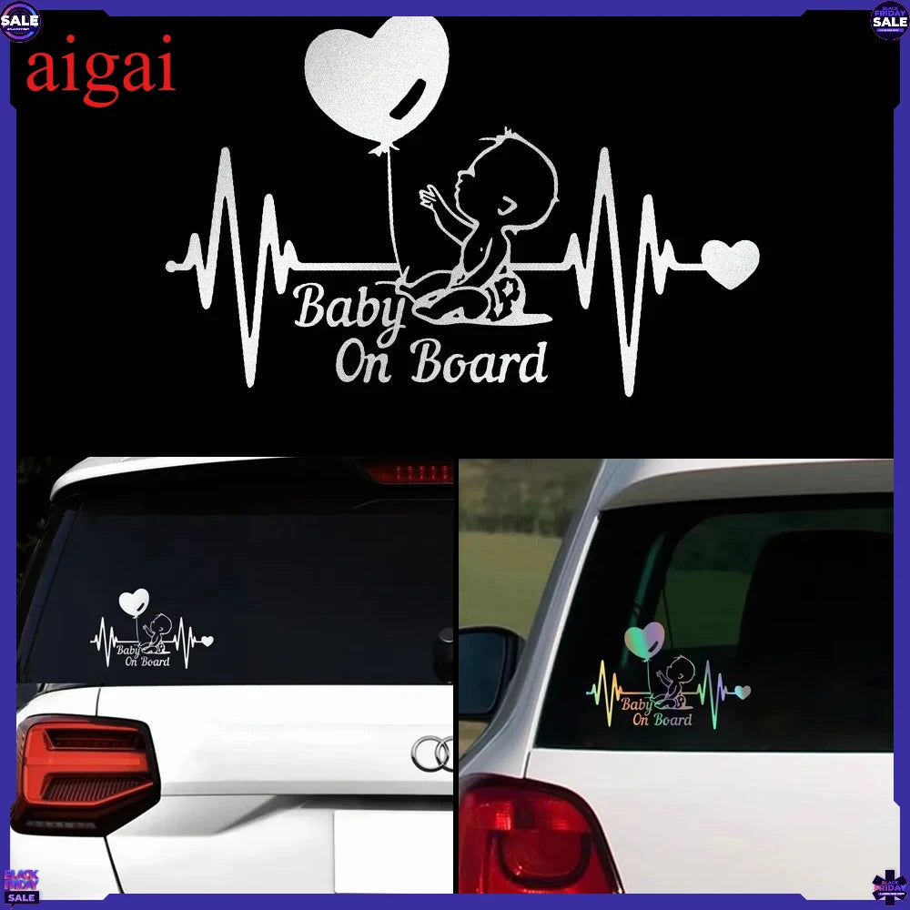 Heartbeat Balloon Baby On Board Sticker 3D Cartoon In