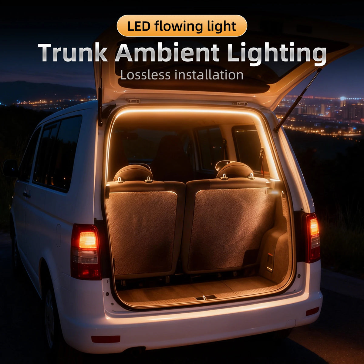 Car Trunk LED Light Strip Flowing Dynamic Tailgate Bar Universal LED Flowing Water Trunk Light, Multi-Color Optional Acc