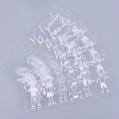 Family Decal Window Sticker Stick Figure Kid Baby Cat