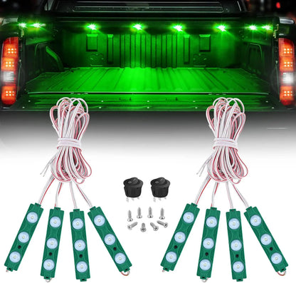 Nilight 8PCS Truck Pickup Bed 24LED Green Cargo Rock