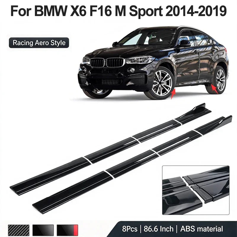 For BMW X6 F16 M Sport 86.6inch 2.2m Side Skirt Extension Lip