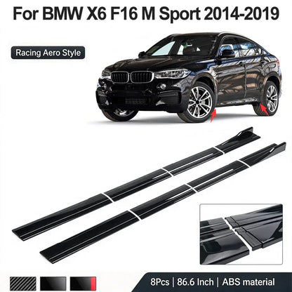 For BMW X6 F16 M Sport 86.6inch 2.2m Side Skirt Extension Lip