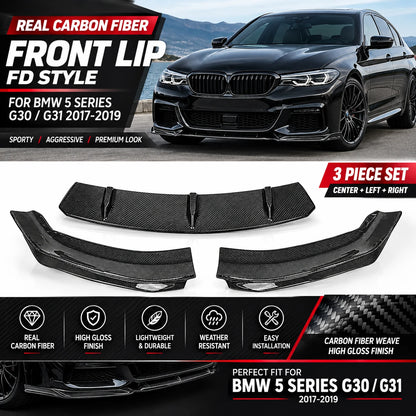 For BMW 5 Series G30 G31 Real Dry Carbon Fiber Front Lip G38 Lci
