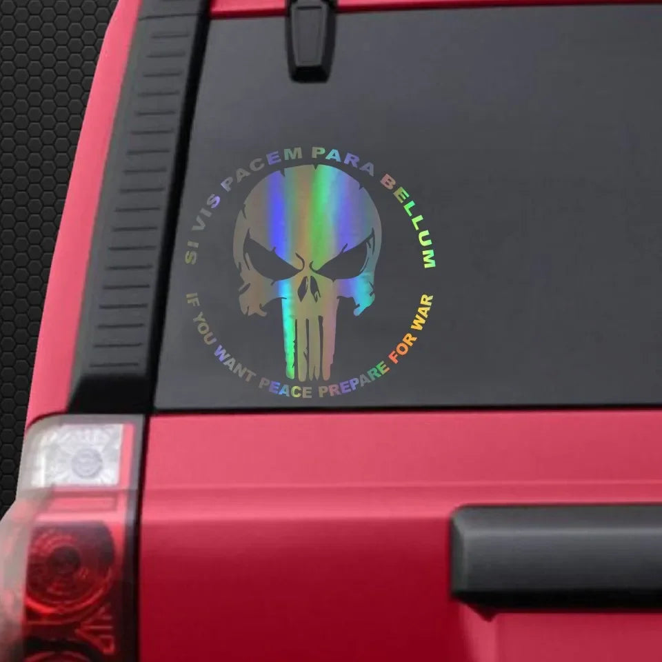 Waterproof Sticker Punisher Skull Funny Decal Reflective Laser