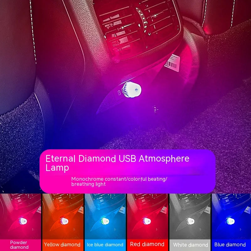 Cigarette Lighter USB Atmosphere MINI Colorful Night wiring-free