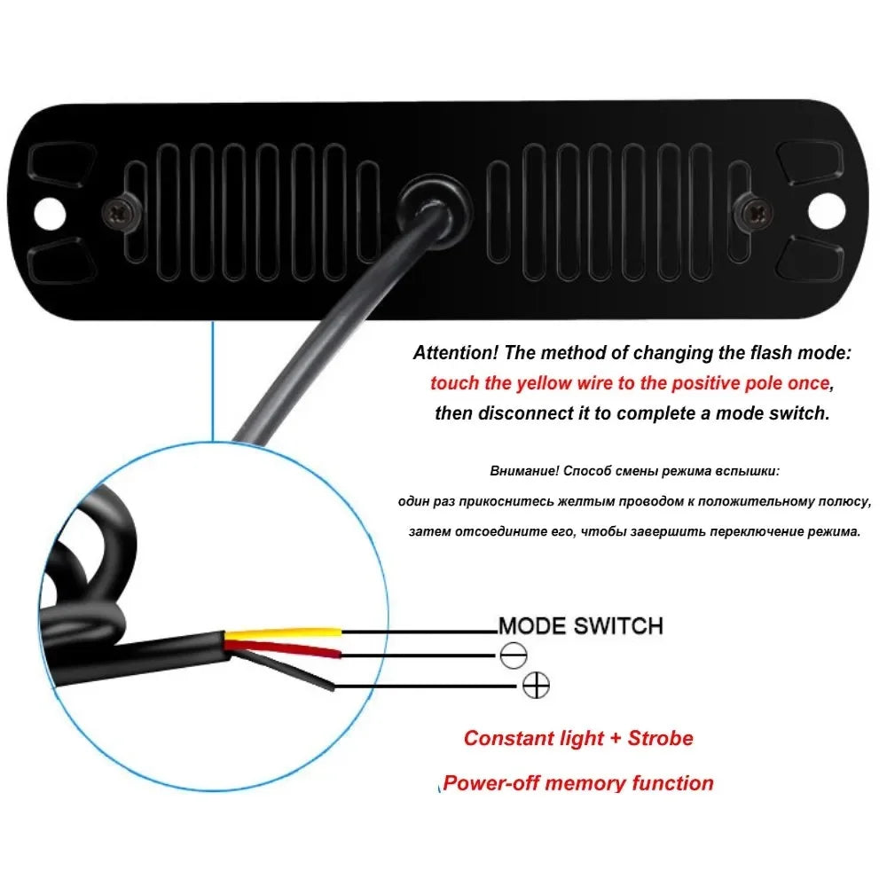 Strobe Warning 12V 24V Grille Flashing Bar Beacon Amber