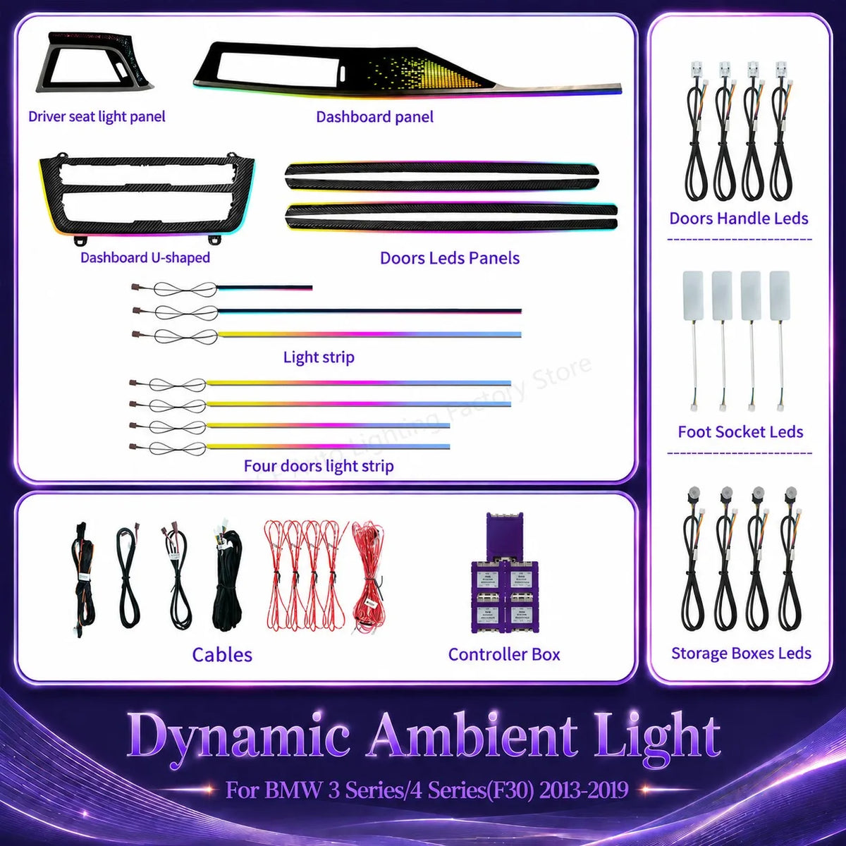 For BMW 3 4 Series F30 Cf RGB Dynamic Active Ambient F32 F33 F36