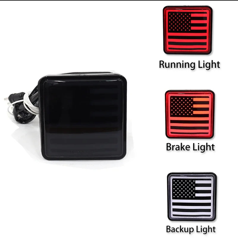 For Towing Brake Trailer Hitch Usa Flag Tail Receiver Truck Rv