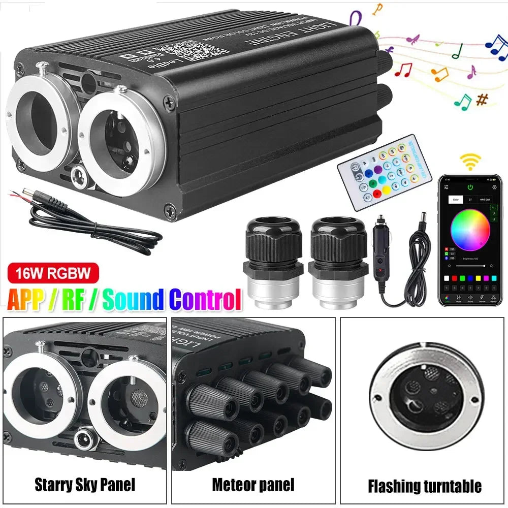 32W Rgbw Fiber Optic Double Head Star Ceiling Kit