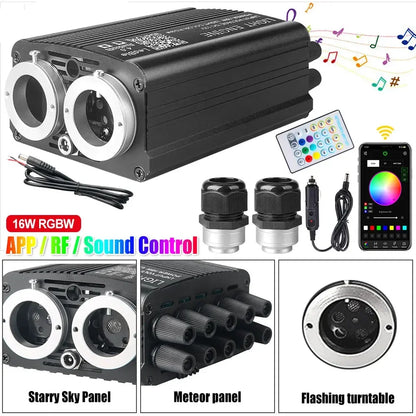 32W Rgbw Fiber Optic Double Head Star Ceiling Kit