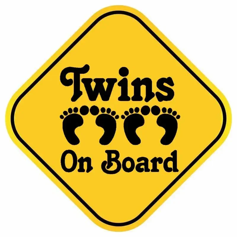 Twins On Board Waterproof Sticker Cute Footprints Window Decal