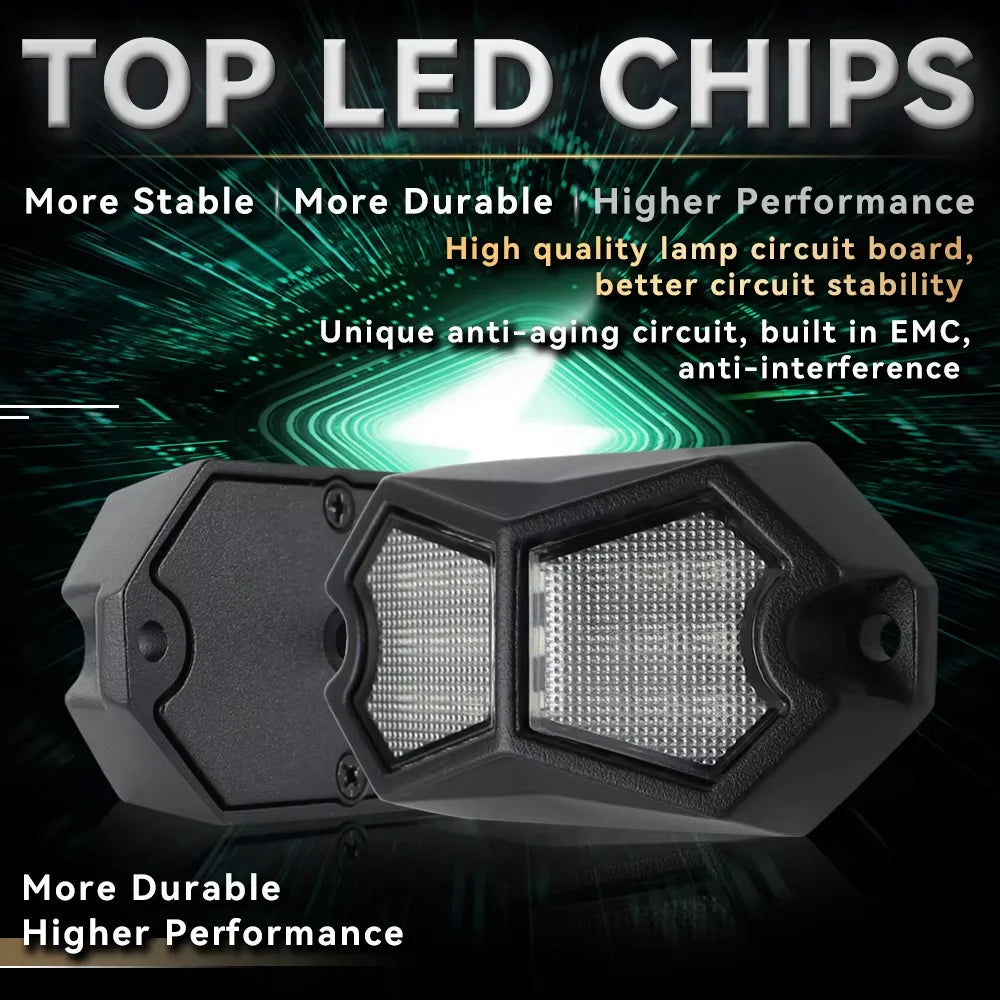 For Vehicle Off Road 4PCS 18LED Rock Underbody Van Lorry Rv
