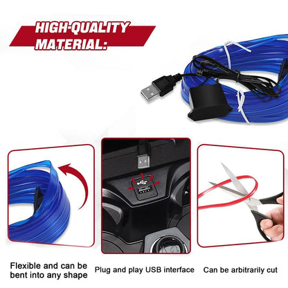 5M Neon Interior Lighting Strips 5V Flexible El Cold
