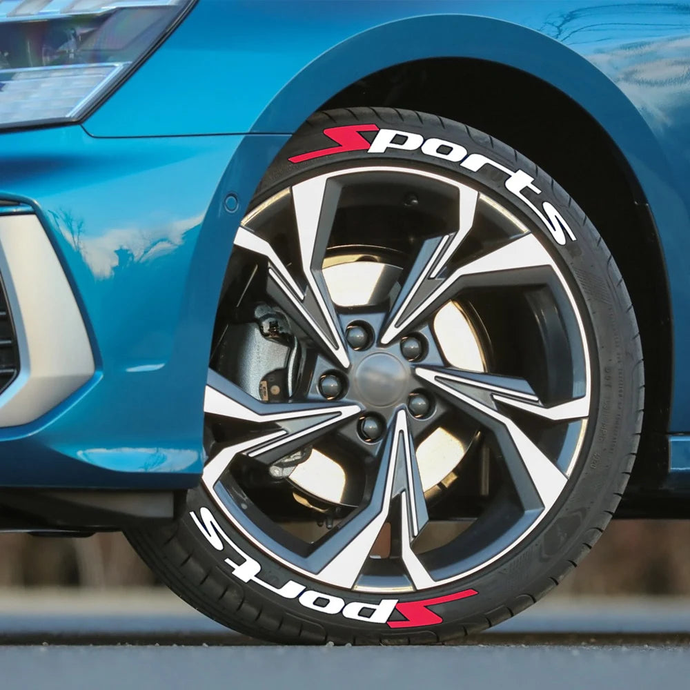 For 4 Tires Sports Tire Wheel Stickers Lettering Permant Decals