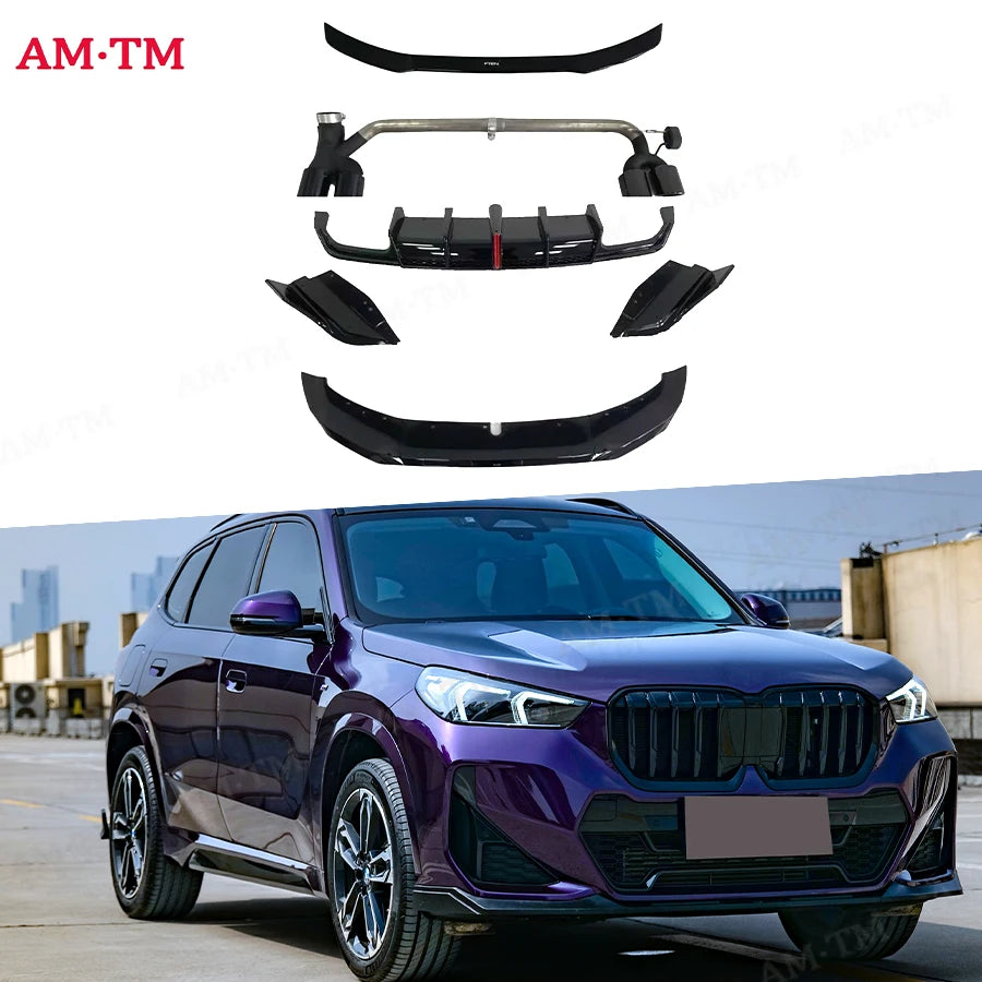 For BMW X1 U11 2023-2025 Bright Black Bumper Lip Spoiler