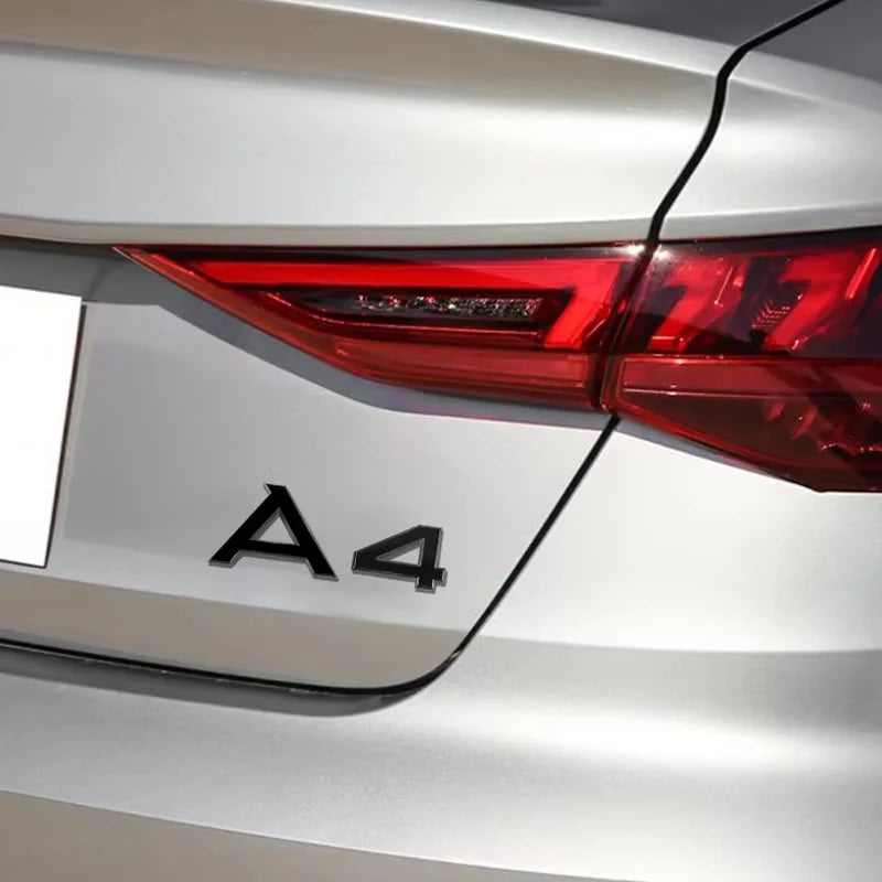 For A4 Badge 3D ABS Glossy Black Sticker Trunk Bumper Body Audi
