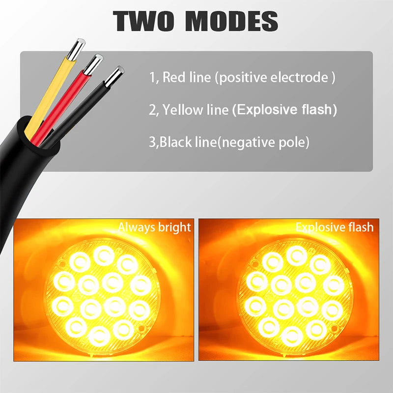 Strobe Round 12V 24V Reverse Tail Brake Flash Warning