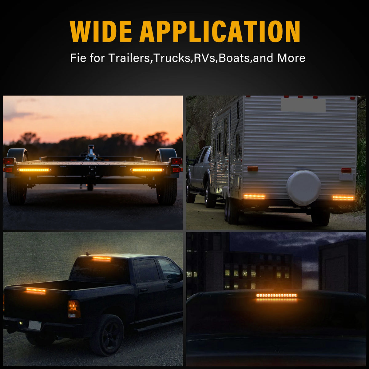 For Trailer 4PCS Yellow 12-24v 15LED Tail Rear Truck Lorry