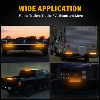For Trailer 4PCS Yellow 12-24v 15LED Tail Rear Truck Lorry