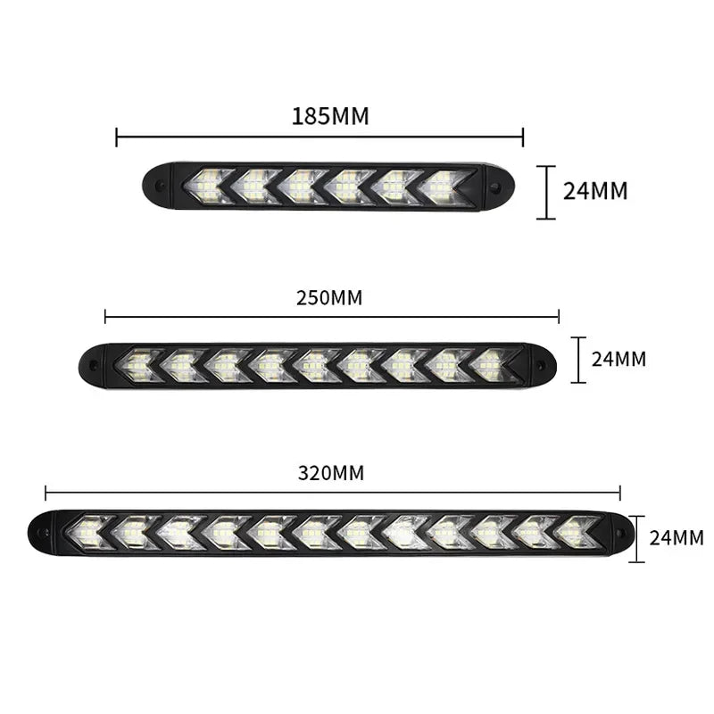 2PCS Arrow Daytime Running 12V Drl Switchback Strips Amber