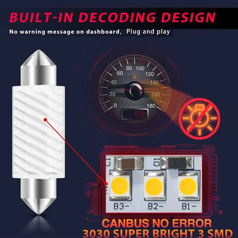 10X C5W 12V Festoon C10W Canbus 31MM 36mm39mm41mm Interior