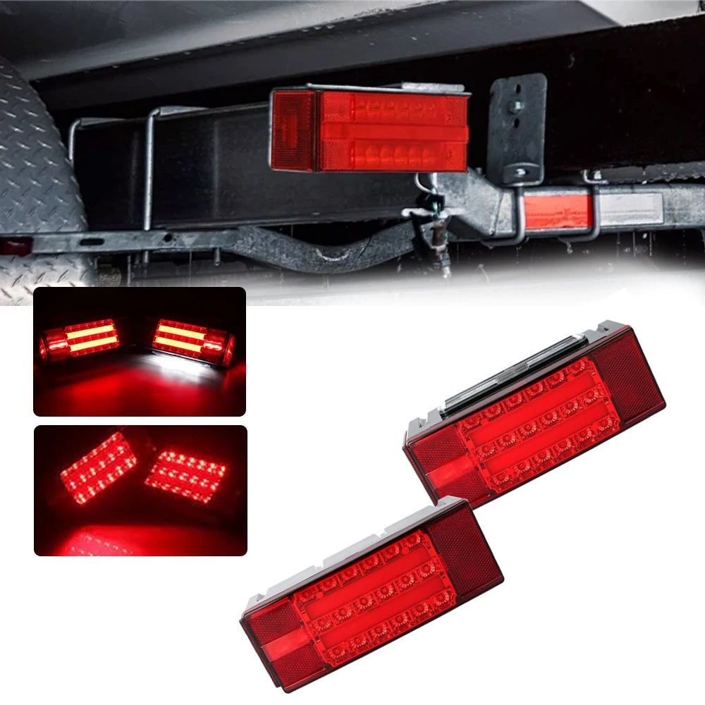 12V 2PCS Rectangular Submersible Trailer Red Turn Signal Tail