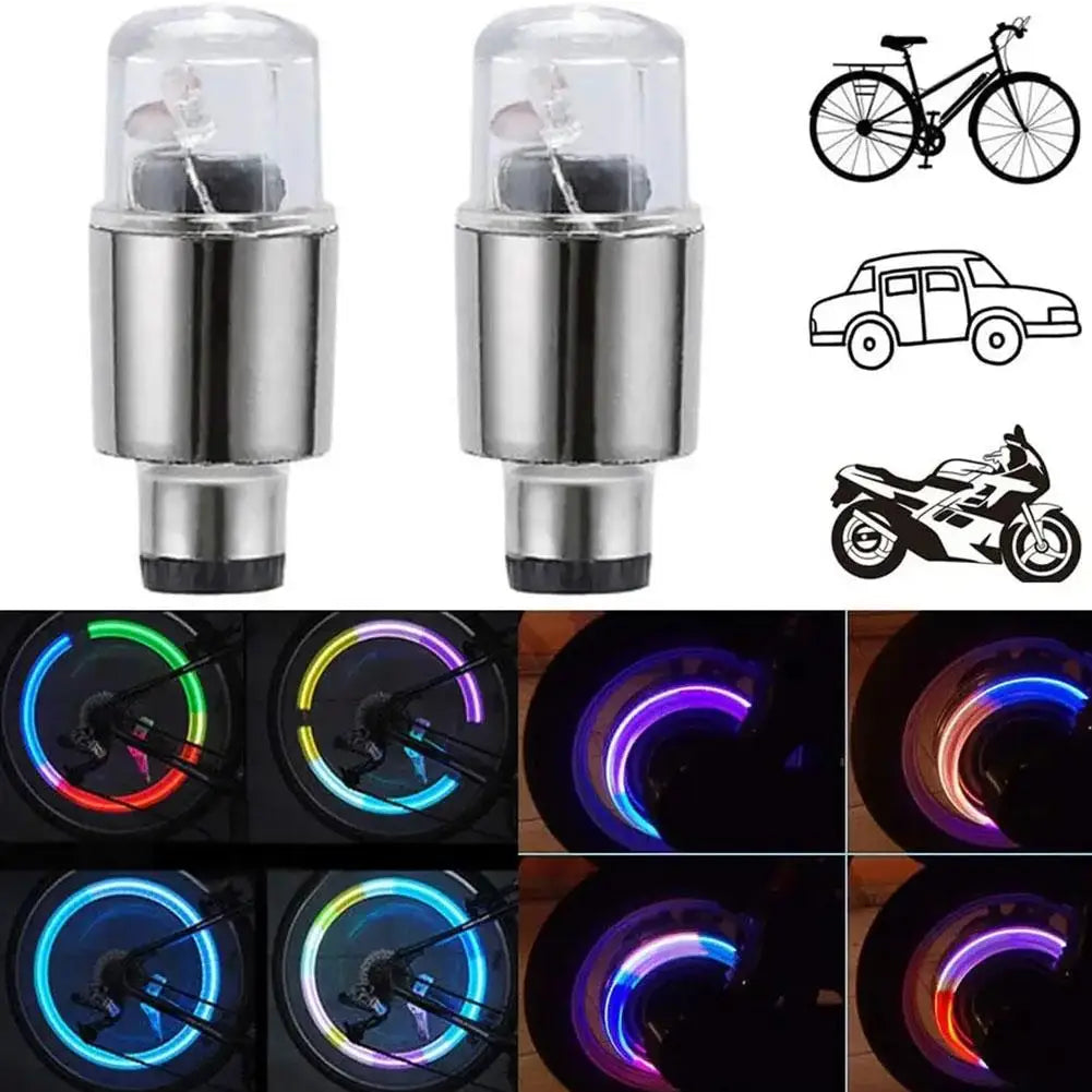 Wheel Bicycle Valve Neon Colorful Tire Cover Flashing Bulb