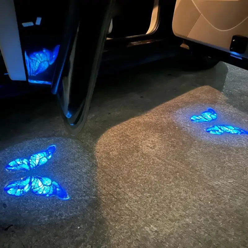 2PCS Door Welcome Butterfly Pattern Projector Step Courtesy