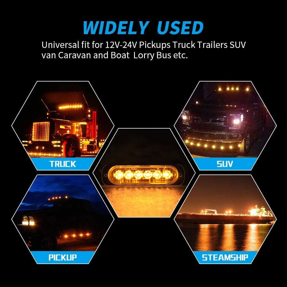 For Grill 12-24V Strobe Bar Truck Safty Signal Yellow Beacon