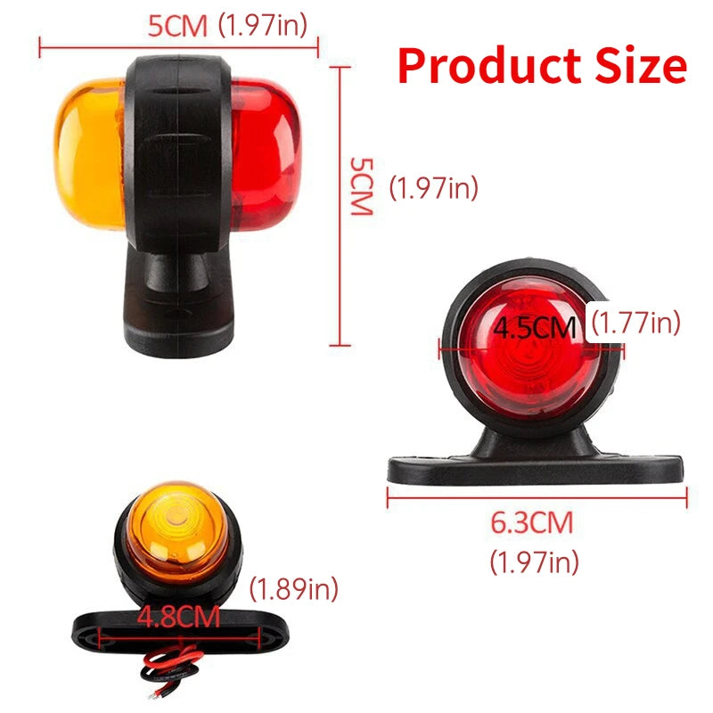 2PCS 12-24v MINI Side Marker Double Lighting Indicator Clearance