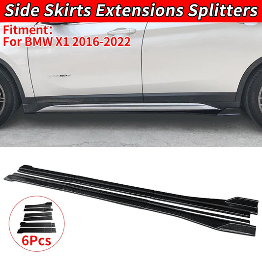 For BMW X1 F48 2016-2022 Carbon Fiber Look Side Skirt Splitter