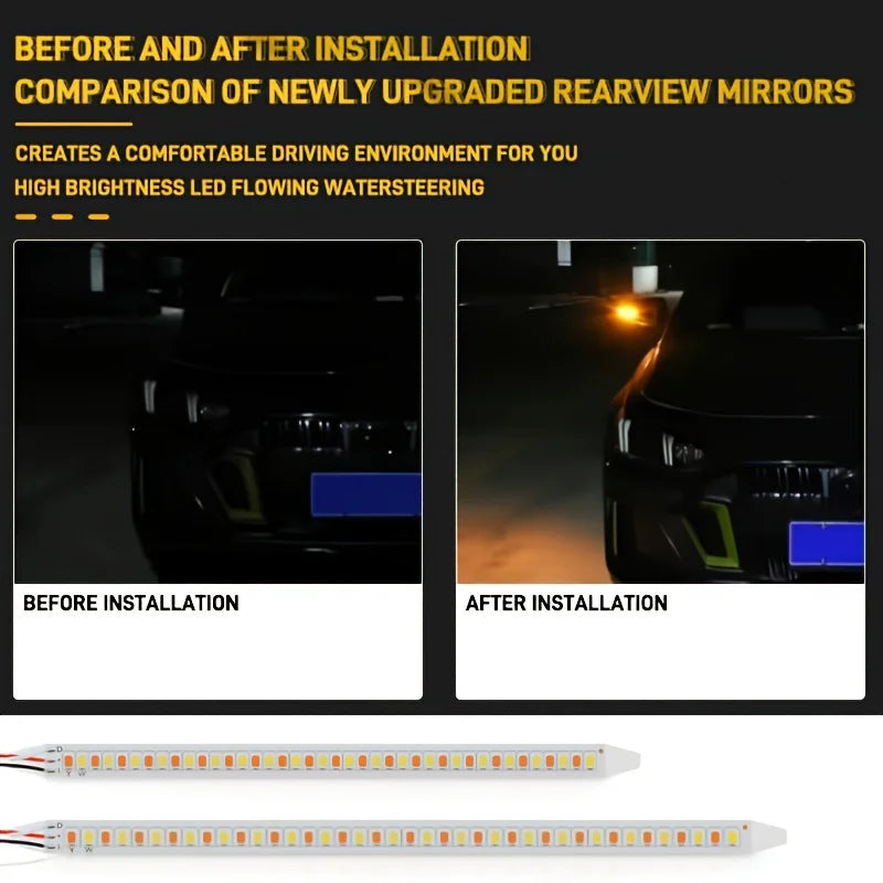 2PCS 12V Rearview Mirror Indicator Headlight Strip Turn Signal