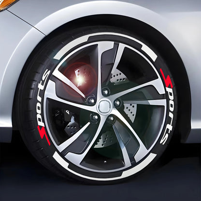 For 4 Tires Sports Tire Wheel Stickers Lettering Permant Decals