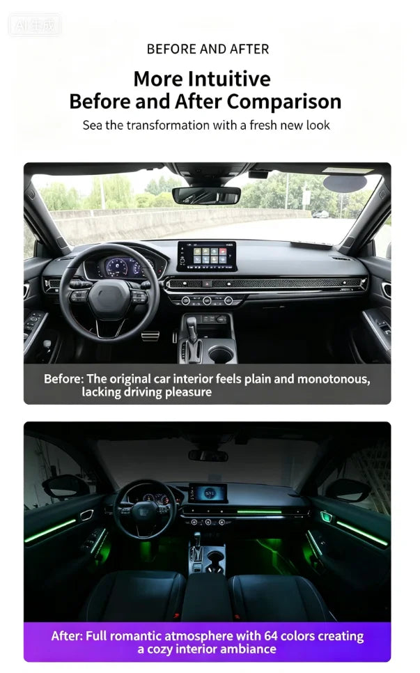 For Honda Civic 11th2022-2026 64 Color Rhd Lhd Lnterior Ambient